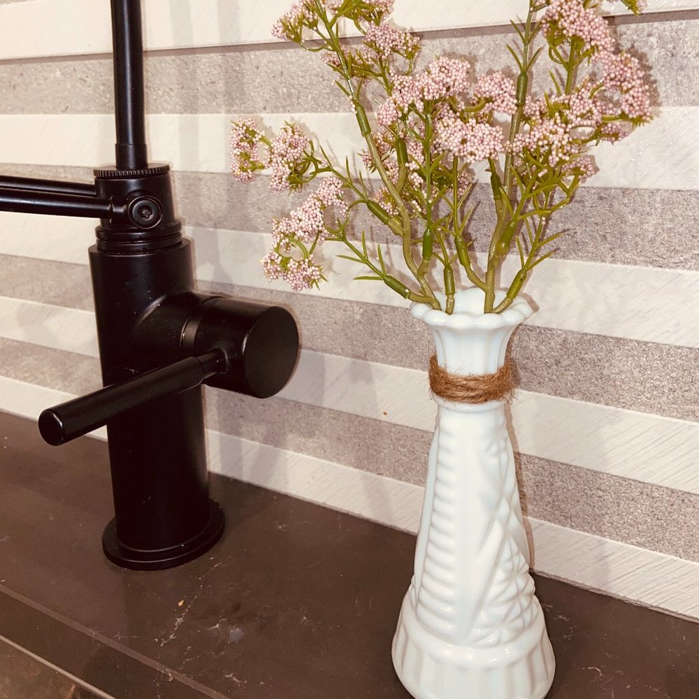 Milk Glass Vase with Twine Detailing